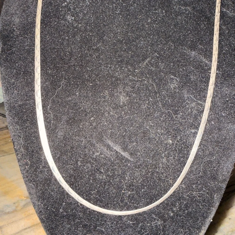 Vtg Sterling Silver Dolphin Engraved Snake Chain Necklace Flat Nautical Coastal